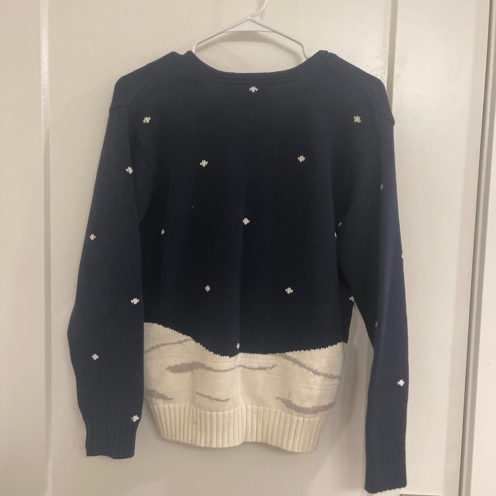 Vintage Navy Dog Christmas Winter Holiday Grandmacore Pullover Sweater - Picture 6 of 7